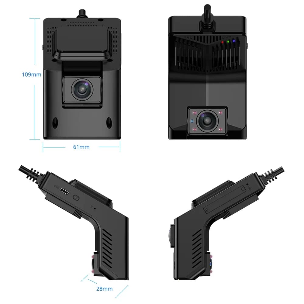 Accessori per veicoli Protrack, Dash Cam anteriore e posteriore, Telecamera per auto 1080 720P, DVR per auto con WiFi, 4G, GPS Tracking.