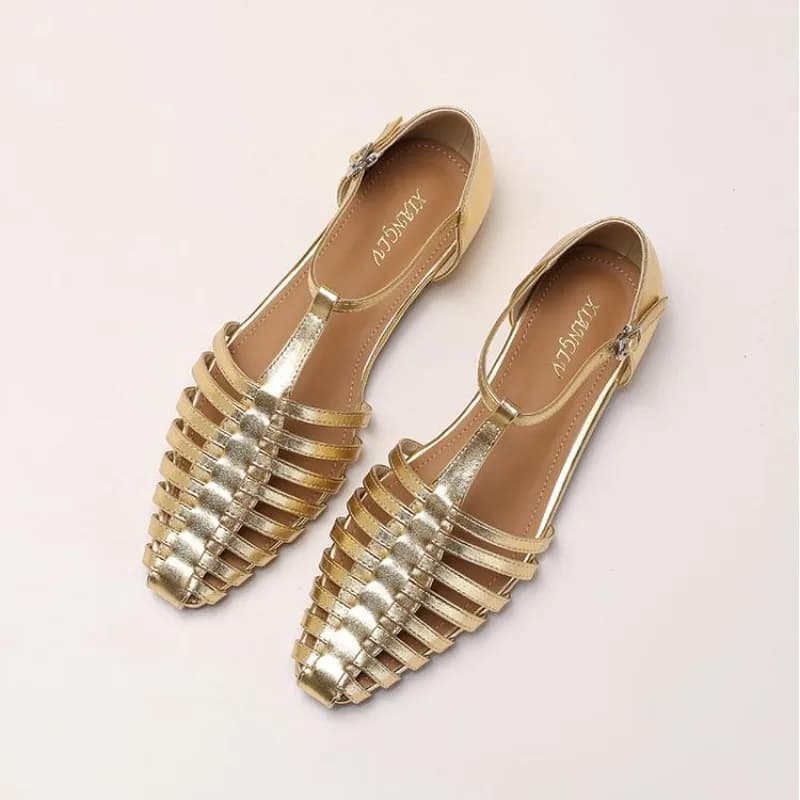 2025 Estate Nuovo Scava Fuori Sandali Intrecciati Tacchi Bassi Sandali da Donna Casual Outwear Retro Scarpe Romane per Donna Sandali Mujer