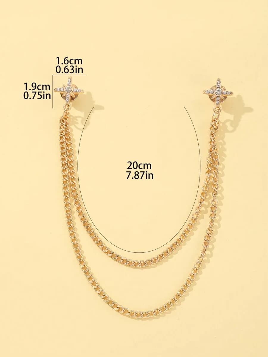 Spilla a doppio strato con strass a croce e stella, accessorio moda staccabile