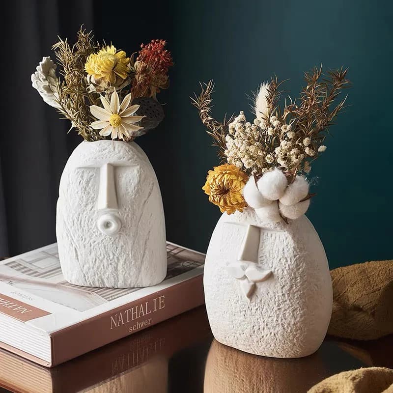 Astratto viso umano vaso stampo in gesso cemento fai da te composizione floreale secco stampo in silicone diffusore per aromaterapia stampi per vasi in stick