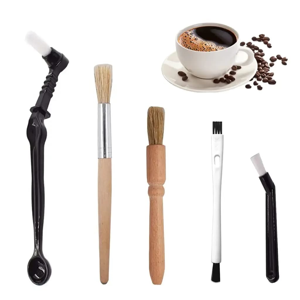 Professional Espresso Brush Kit Include Wooden Coffee Grinder Machine Cleaning Brush And Nylon Espresso Brush For Coffee Machine