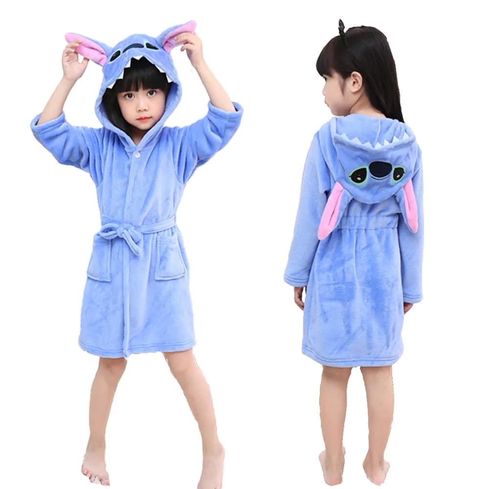 Disney Lilo Stitch Vestaglie Pigiama di flanella Bambini Cartoon Peluche Kigurumi Onesies Inverno Homewear per Ragazzi Ragazze Regali di Natale