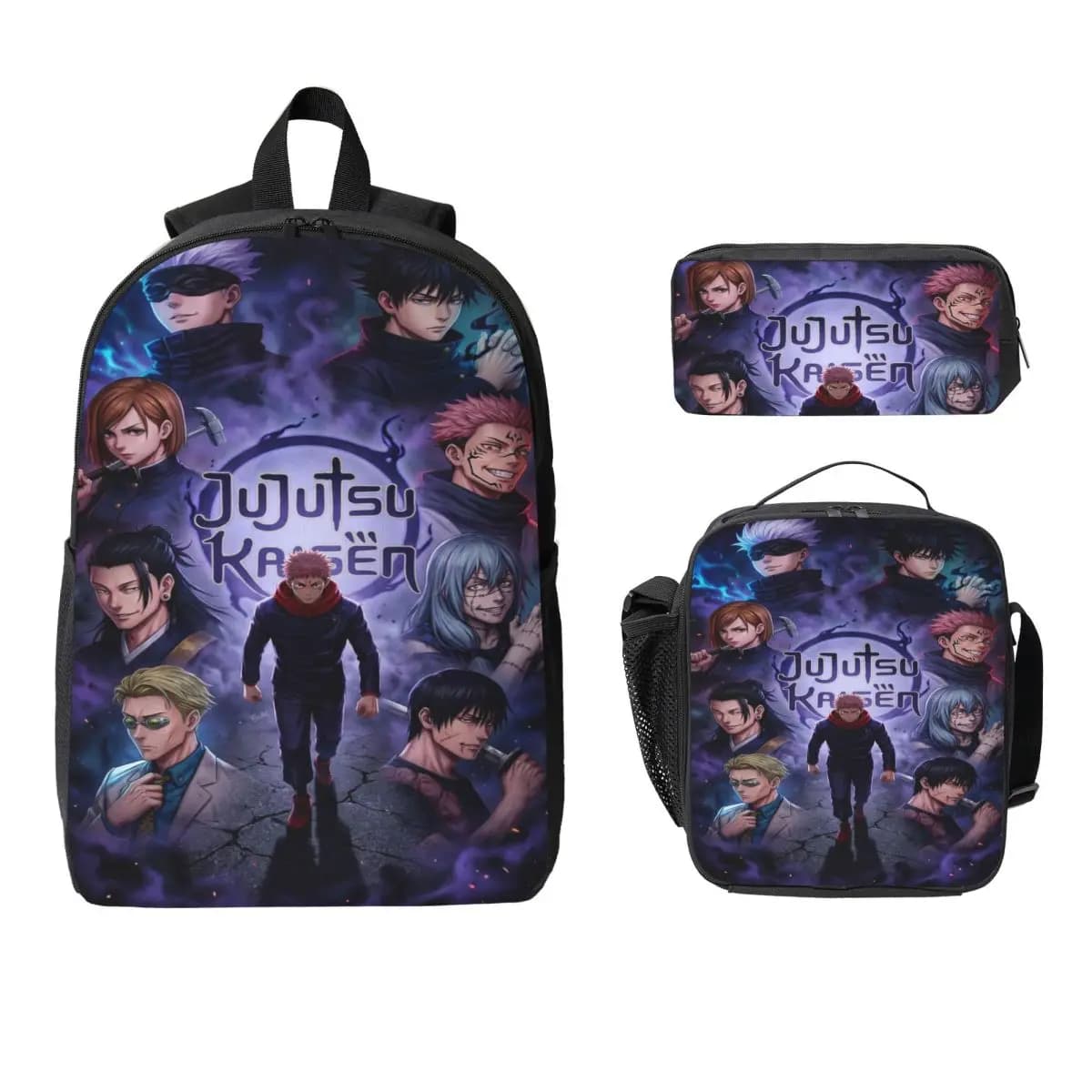 3Pcs Jujutsus Kaisens School bags Set for Girls Boys Pencil Boxes Backpack Sets with Lunch Box For School Students Daypack
