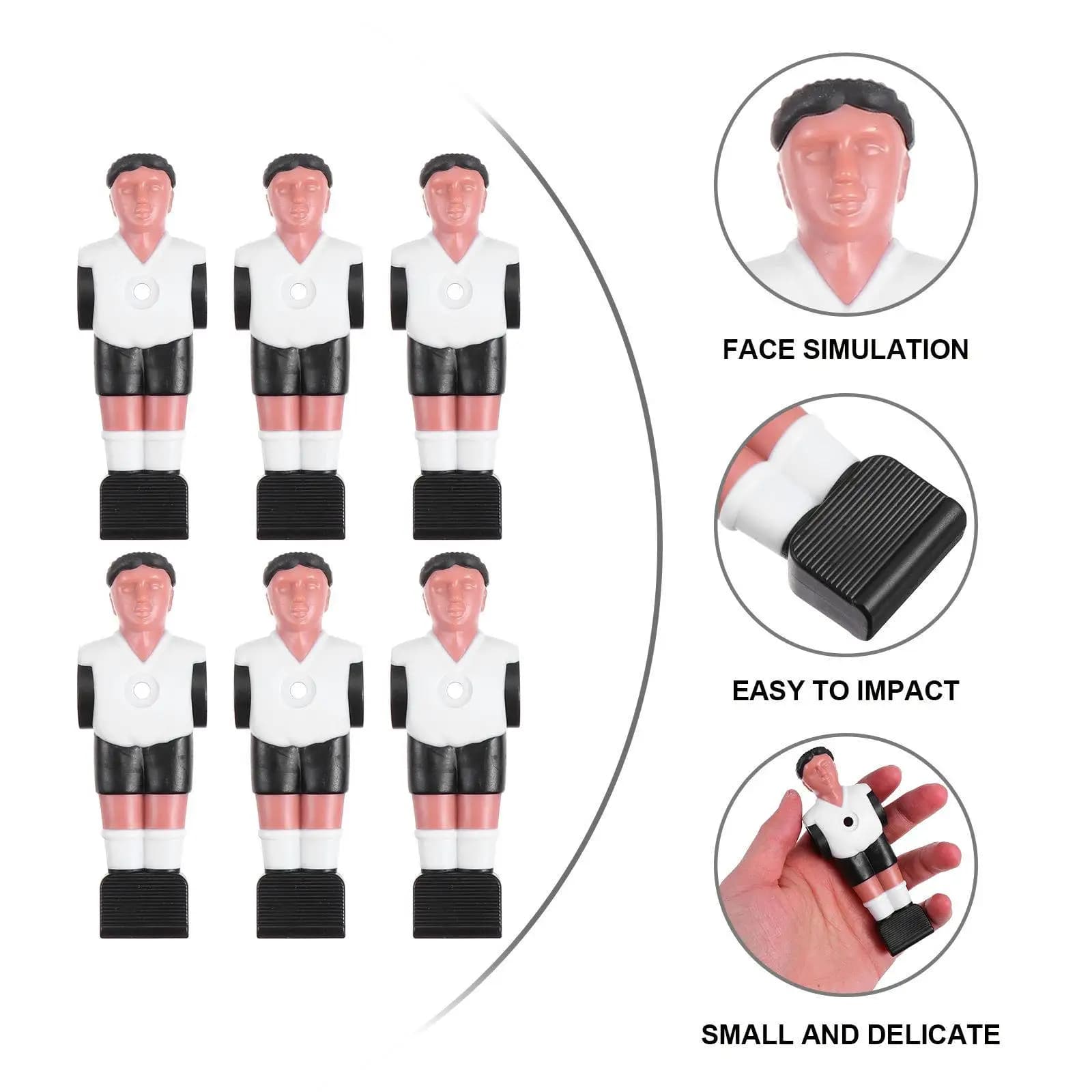 6 Pezzi Giocatori di Calcio da Tavolo di Ricambio in Stile Uomo per Calciobalilla, Materiale Resistente Non Tossico, Nessun Attrezzo Necessario