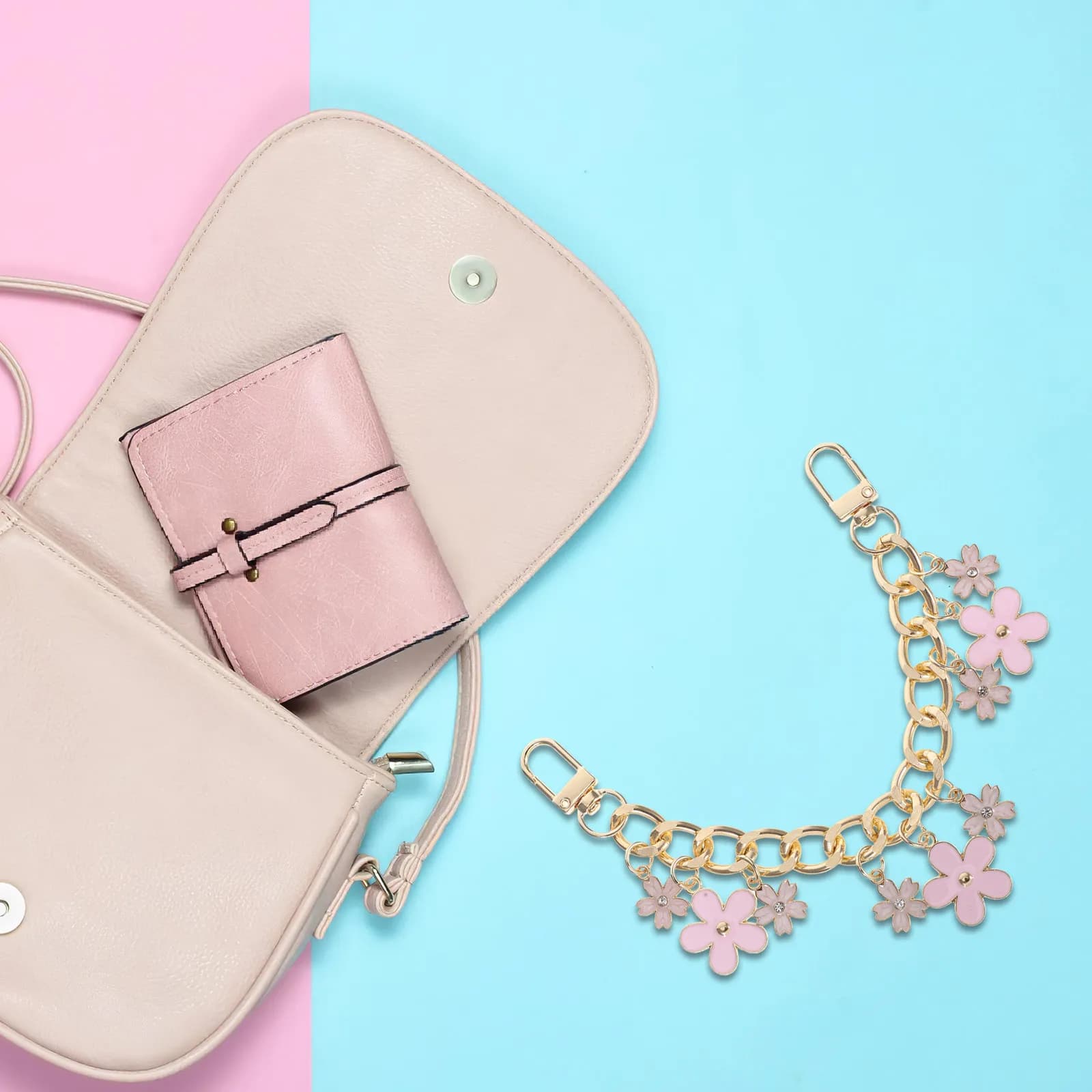 2Pcs Alloy Flower Bag Strap Extender Chain Purse Chain Replacement Decorative Charm for Handbag Bag Accessories Charms