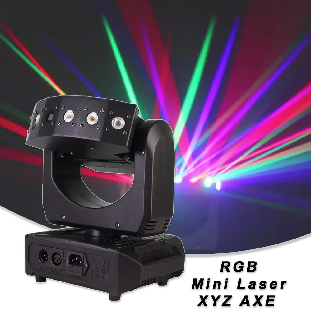 MINI 6 Occhi RGB Laser XYZ Ascia Testa mobile Fascio Scanner Party Dj Discoteca DMX512 Controllo musicale Concerto di nozze Proiettore per eventi a casa