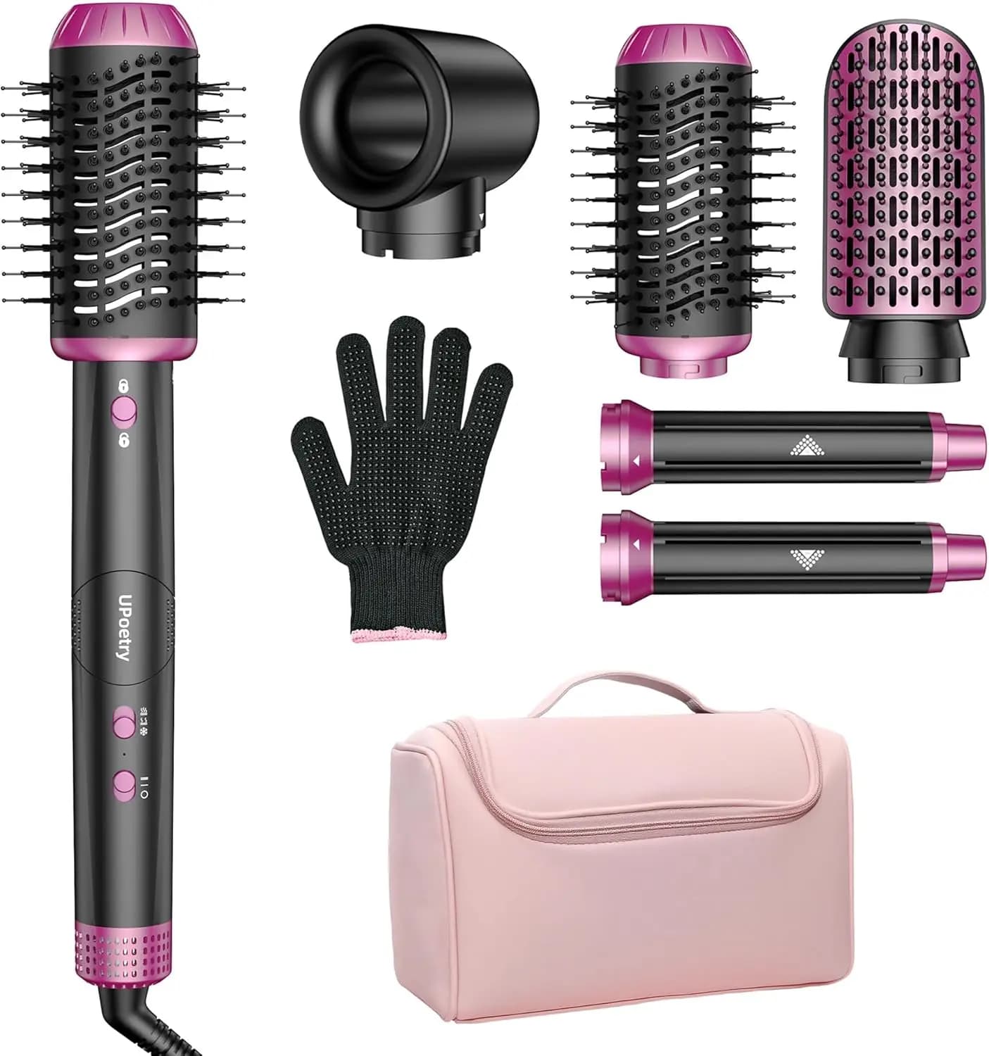 Brush Hair dryer 5-in-1, Fast Drying No Damage from Heat, Moisturizing and Smoothing with Travel Bag