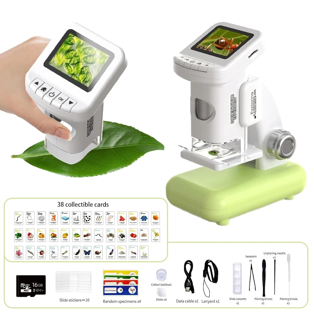 Microscopio Digitale 1200X per Bambini, Kit Scientifico STEM, Microscopio Portatile Ricaricabile, Regalo di Compleanno per Studenti