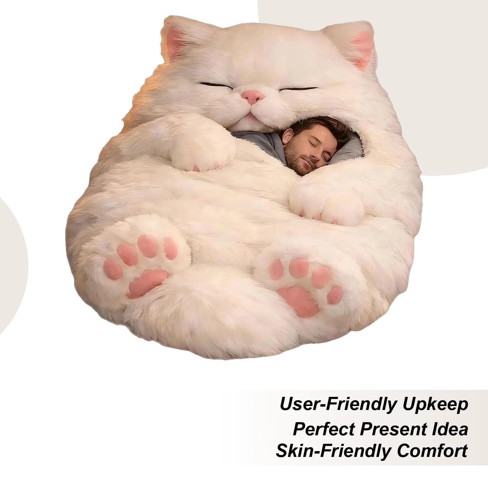 69x31 inch sleeping bag with cute cat, washable, for adults, for cold climates, for interior, house, bedroom, living room, apartment
