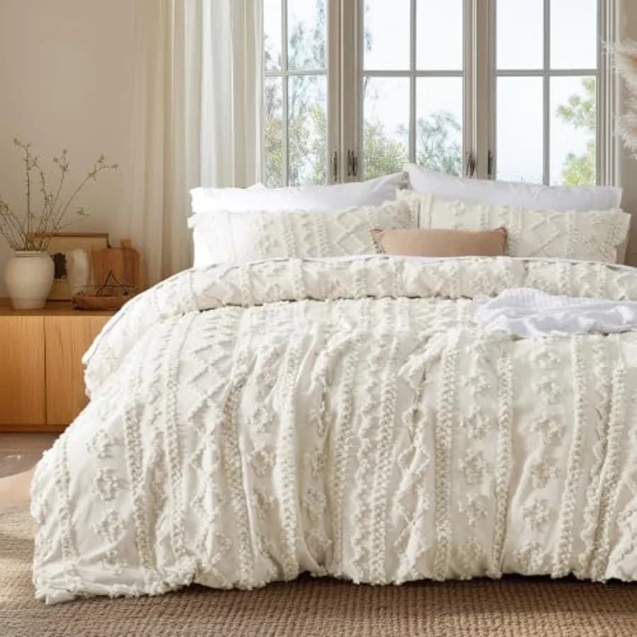 Boho Duvet Cover Queen Size, Soft and Comfortable Elegant Design Boho Bedding for Decoration, Machine Washable Comforter Cover