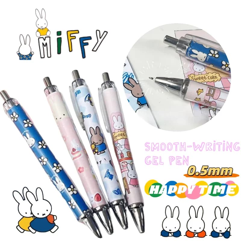 New Miffy Rabbit Press Gel Pen High Color Value Cute ins Wind 0.5mm Student Universal Brush Writing Smooth Durable Black Pen