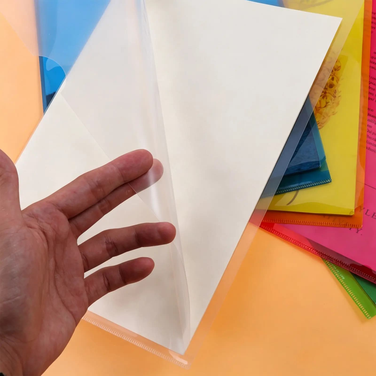 20Pcs L Shape Transparent File Folder for Documents Organization Clear Plastic Expanding Wallet Office School Home Use Document