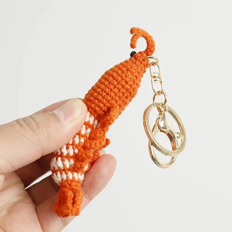 Simpatici portachiavi con ciondolo a forma di gamberetti Mini portachiavi per auto lavorato a mano Bellissimo zaino con ciondolo per borsa Portachiavi per coppia