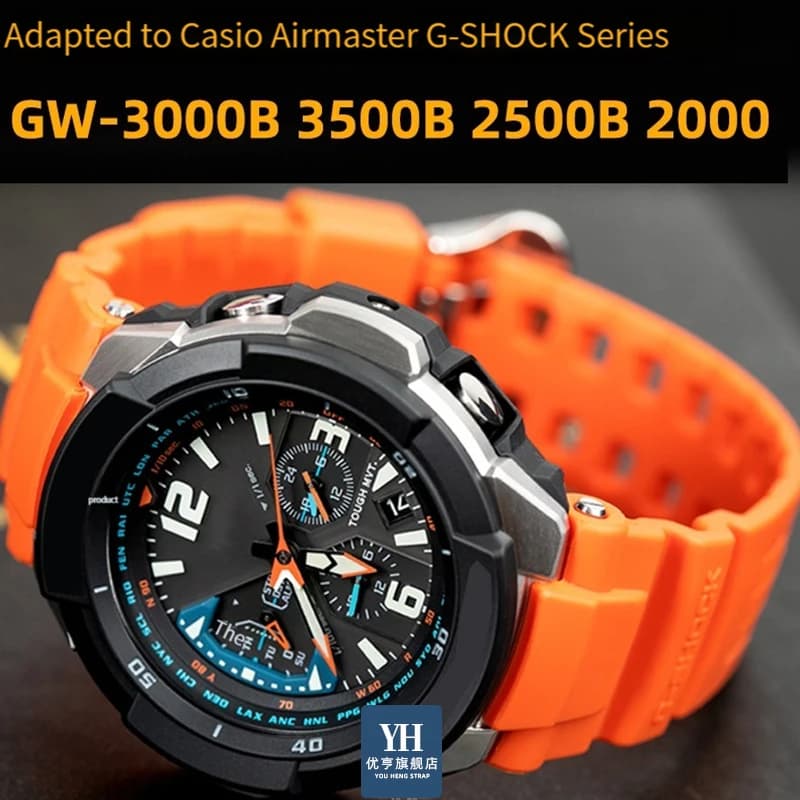 Black Orange Silicone Watchband for Casio G-SHOCK 5121 GW-3500B GW-3000B GW-2000 Men Sport Band Strap Watch Accessories
