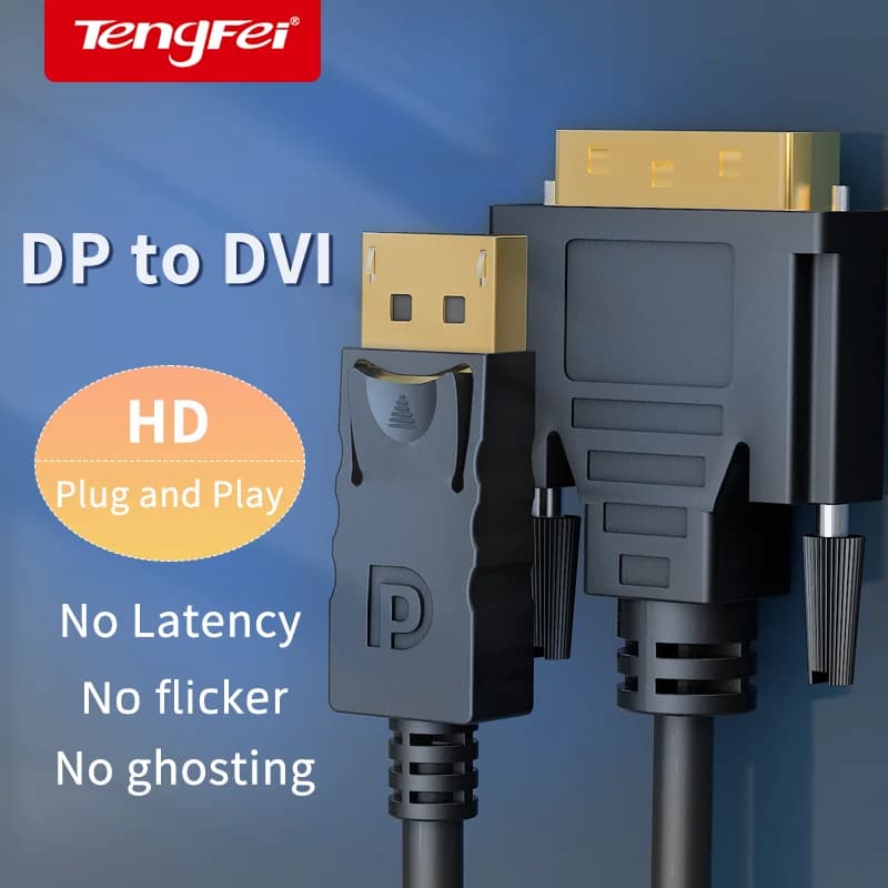 Cavo adattatore DisplayPort DP a DVI 24 + 1 1080P Cavo di conversione DP a DVI per monitor Dell Asus Proiettore DisplayPort Cavo 1,8 m