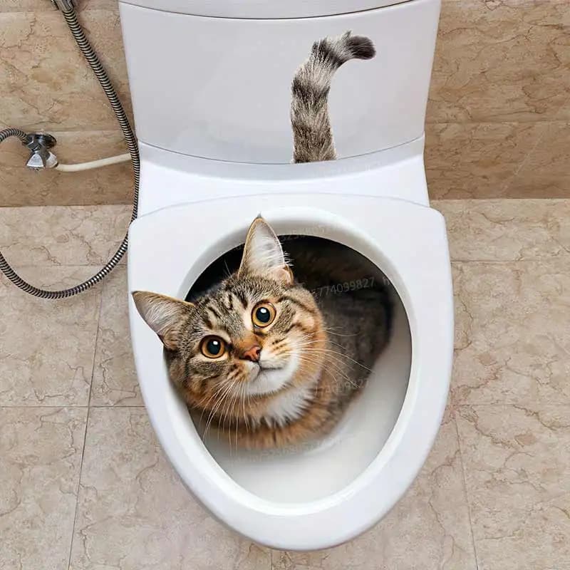 Divertente gatto adesivi per sedili WC cartone animato bambino minzione coperchio WC rimovibile decorazione autoadesiva decalcomanie impermeabili M1217