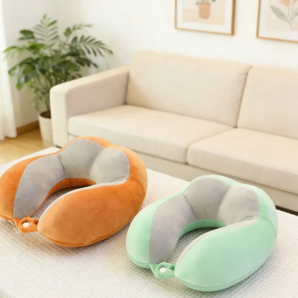 Cuscino a U Color Block per il Collo, Morbido in Cotone PP, Protezione Cervicale, Supporto per Collo, per Casa, Ufficio, Viaggi, Riposini, Comfort e Sollievo