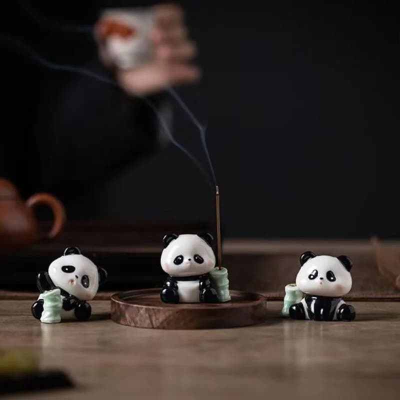 Creativo porcellana panda bastoncino di legno di sandalo porta incenso bruciatore di incenso fragranza incensiere sala studio ornamenti per il desktop decorazioni per la casa