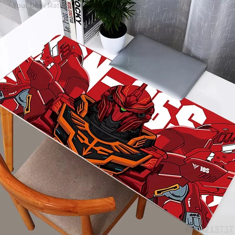 Tappetino per mouse da gioco esteso Red White Gundam Head Art impermeabile e antiscivolo