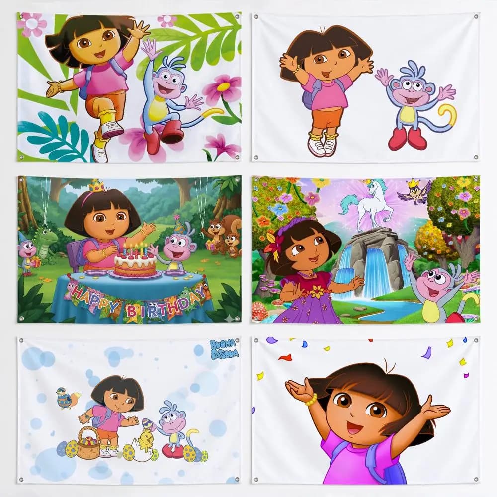 Funny D-Dora Classic Anime Flags Aesthetic Wall Tapestry Printed Wall Hanging Living Room Party Outdoor Decor