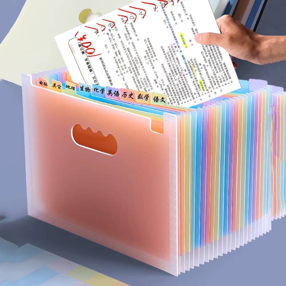 Cartelle universitari A4 Archiviazione documenti Porta carte finanziarie Fatture scolastiche Organizzatore di archiviazione per risparmiare denaro con etichetta indice