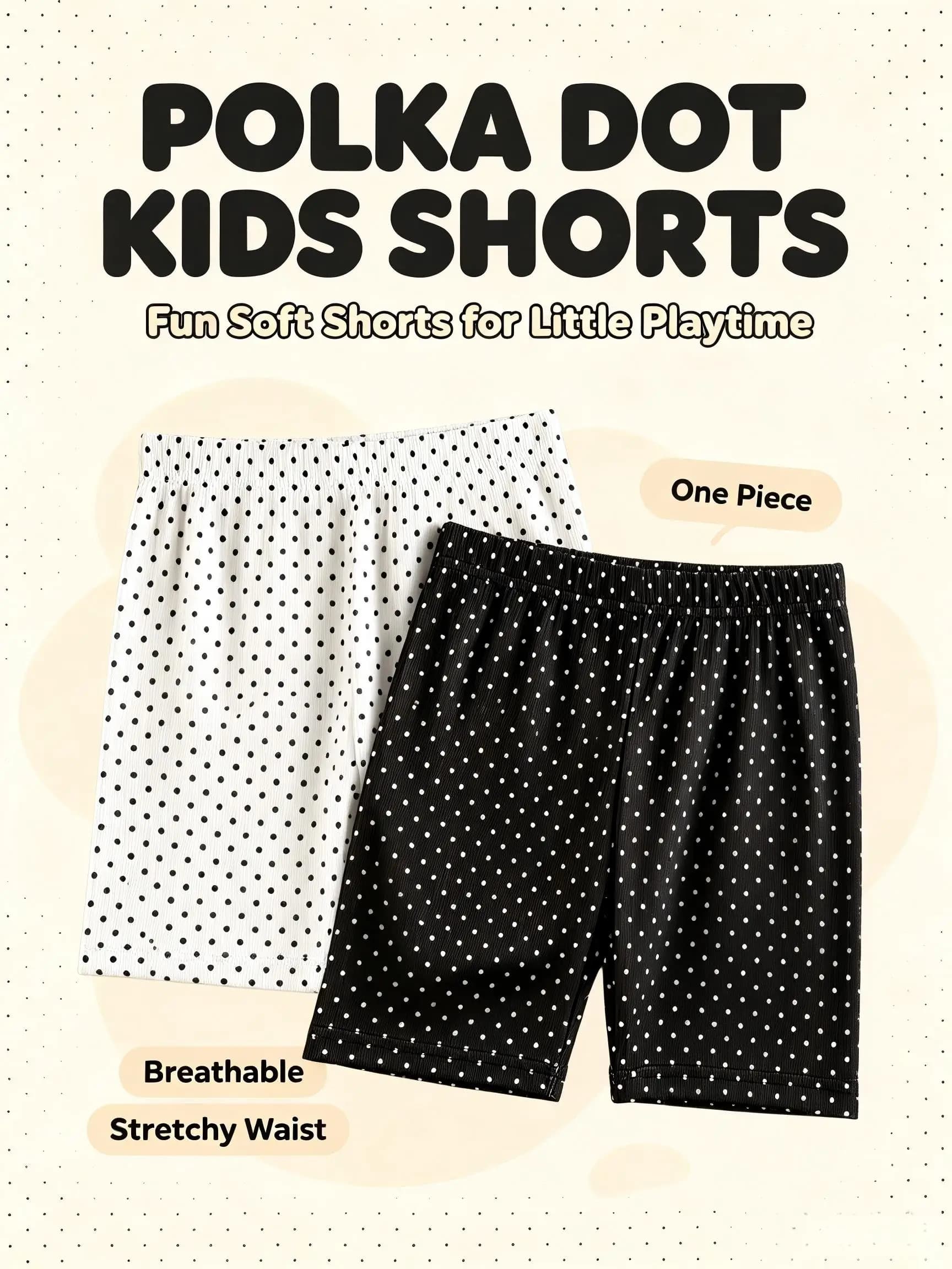 1Pc Toddler Girls Polka Dot Ribbed Bike Shorts Soft Breathable Knee Length Leggings Kids Casual Summer Safety Shorts For 2-10Y