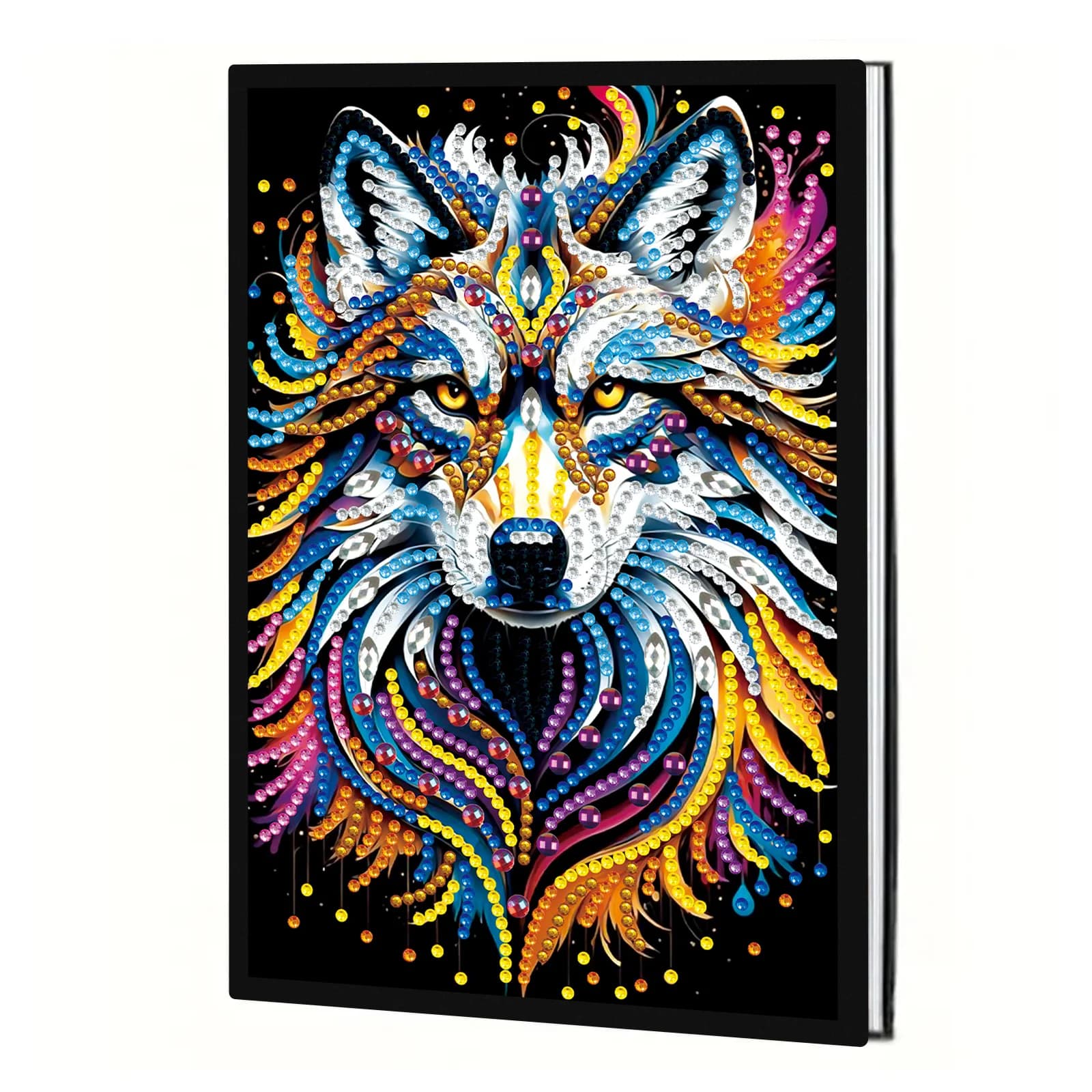 Kit per quaderni con pittura artistica con diamanti per adulti, quaderno con lupo colorato, punti artistici con diamanti a forma speciale per regalo artistico creativo per ufficio