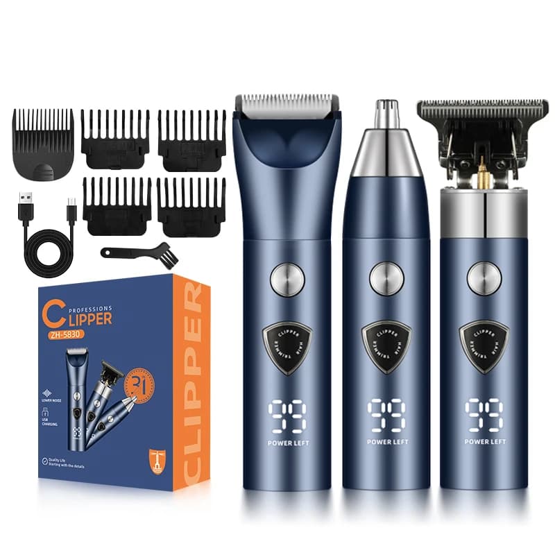 Regolabarba Elettrico da Uomo, Rasoio per Naso, Corpo, Viso e Baffi, Tosatrice Senza Fili, Kit per la Cura del Corpo