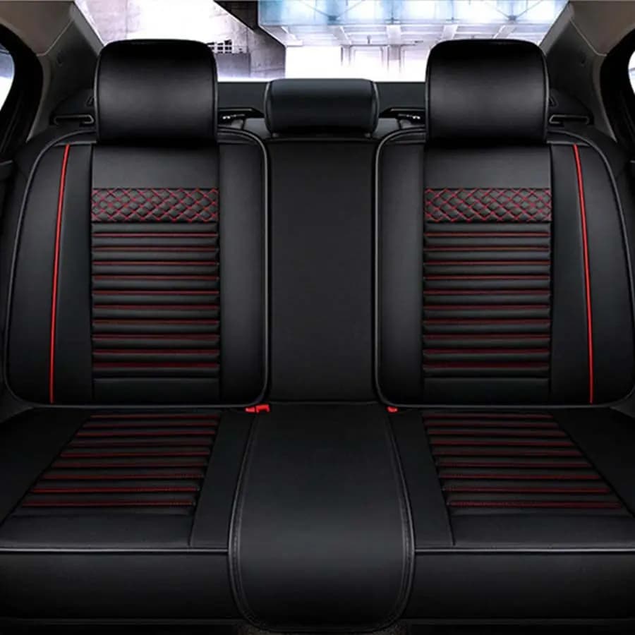Car Seats 5-yangats in black and red PU leather Complete set of front and rear cushions