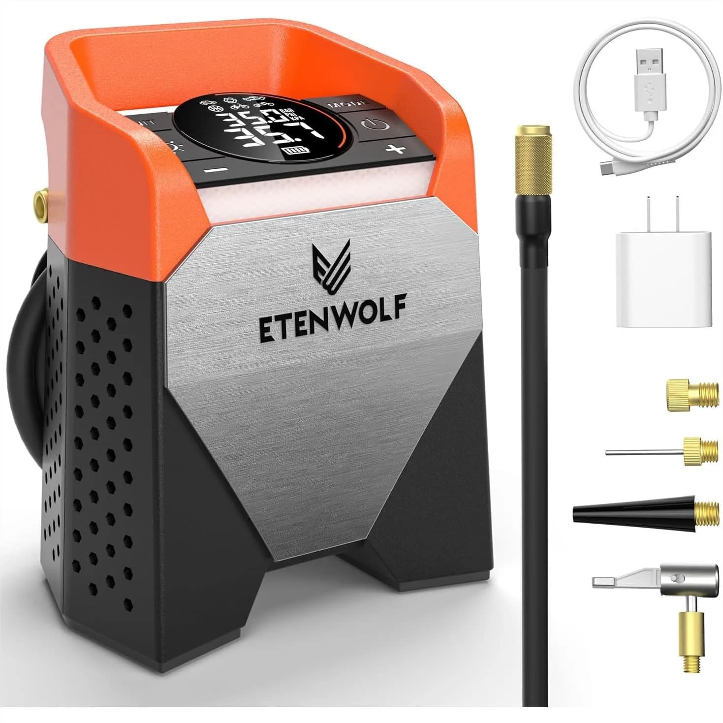 Compressore d'Aria Portatile per Pneumatici, Gonfiatore Robusto 160PSI Senza Fili con Batteria da 15600mAh, Luce LED per Pneumatici Auto e Biciclette