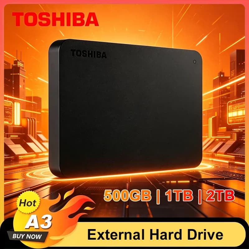 Toshiba A3 HDTB420XK3AA Canvio Basics Portable External Hard Drive USB 3.0 Black 500GB 1TB 2TB- A3 Series