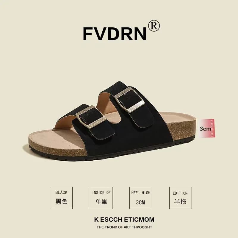 Genuine leather Haken slippers, cowhide beach anti slip shoes, summer wear flat sandals, Haken cool slippers
