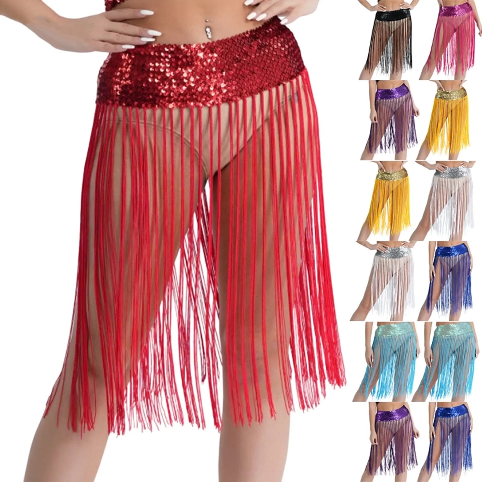 Waist scarf for women's belly dance Sparkling skirt Life chain with sequins Nappa Performance Scarf for anca Dance costume of the belly
