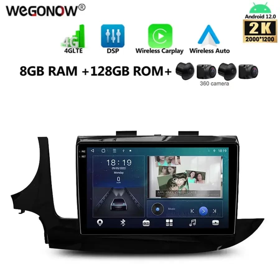 2000*1200 8G + 128G 8Core Carplay Auto Android 13.0 Lettore DVD per auto mappa GPS WIFI BT RDS Radio per Opel Mokka Buick Encore 2016-2019