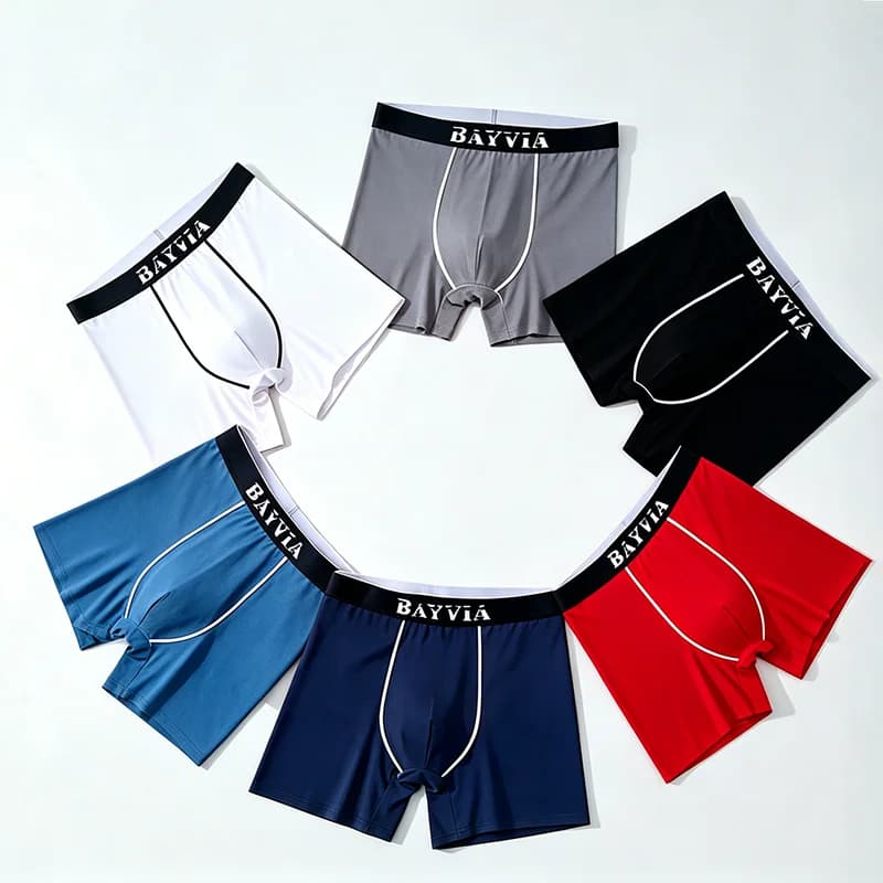 Bayvia Men's Underwear 7Pack Boxer Briefs Soft Cotton Stretch Trunks Breathable Mid Waist Elastic Waistband For Daily Use