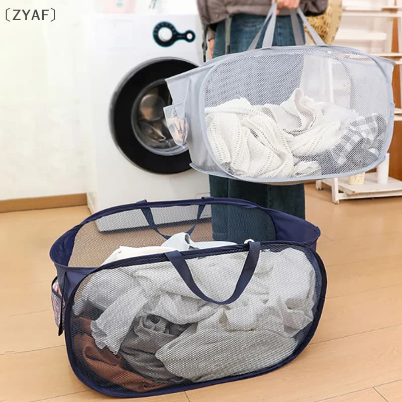 maveraZYAFmeerCesto portabiancheria extra-large in network with handles Bag portaoggetti folding and versatile Clothes dirty in several rooms