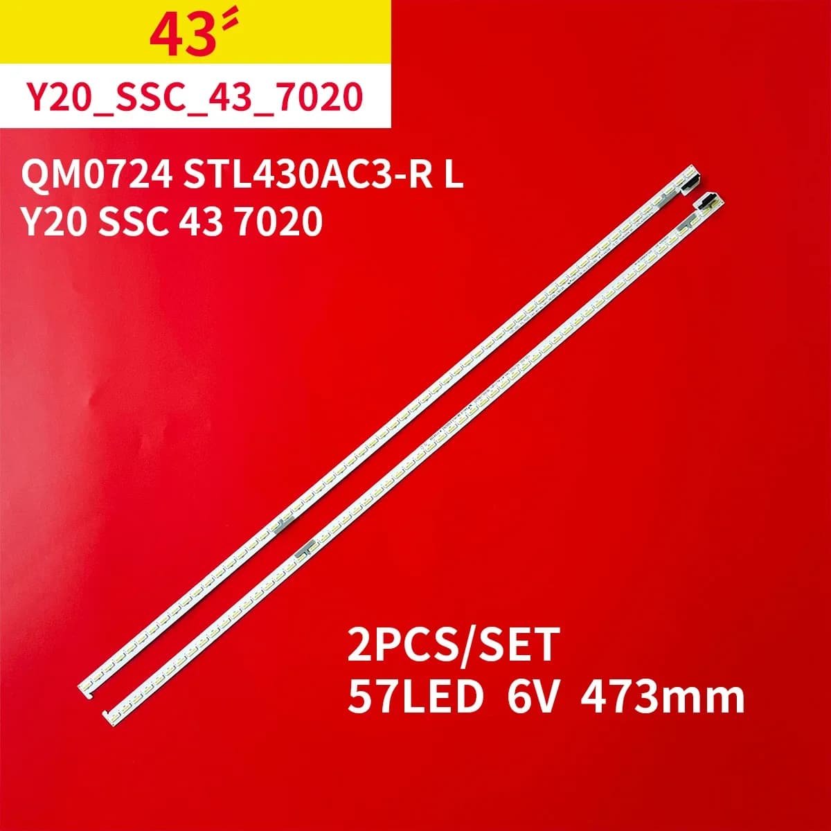 New LED Backlight Strip 57 Lamps 6V for 43" TV QM0724 STL430AC3-R L Y20 SSC 43 7020 LED Array Right Left