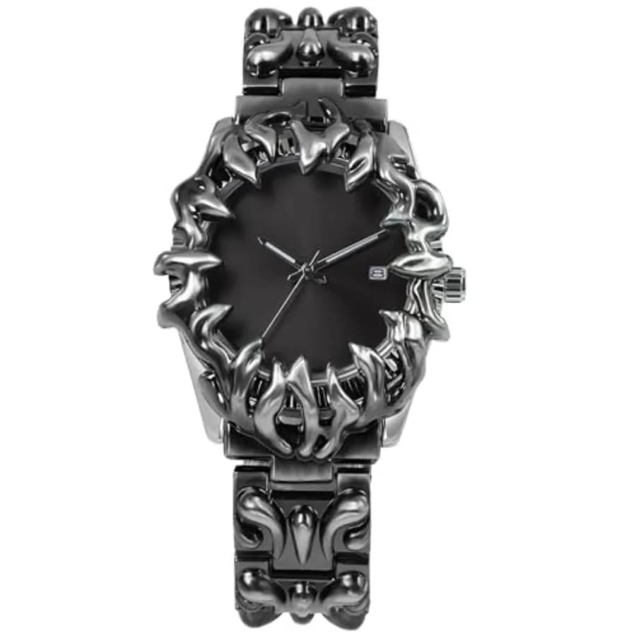 Watch for Men Retro Fashion Vintage Wristwatch Casual Gothic Steampunk Quartz Analog Hand Watches Hip Hop Cool Alien Y2K Male C