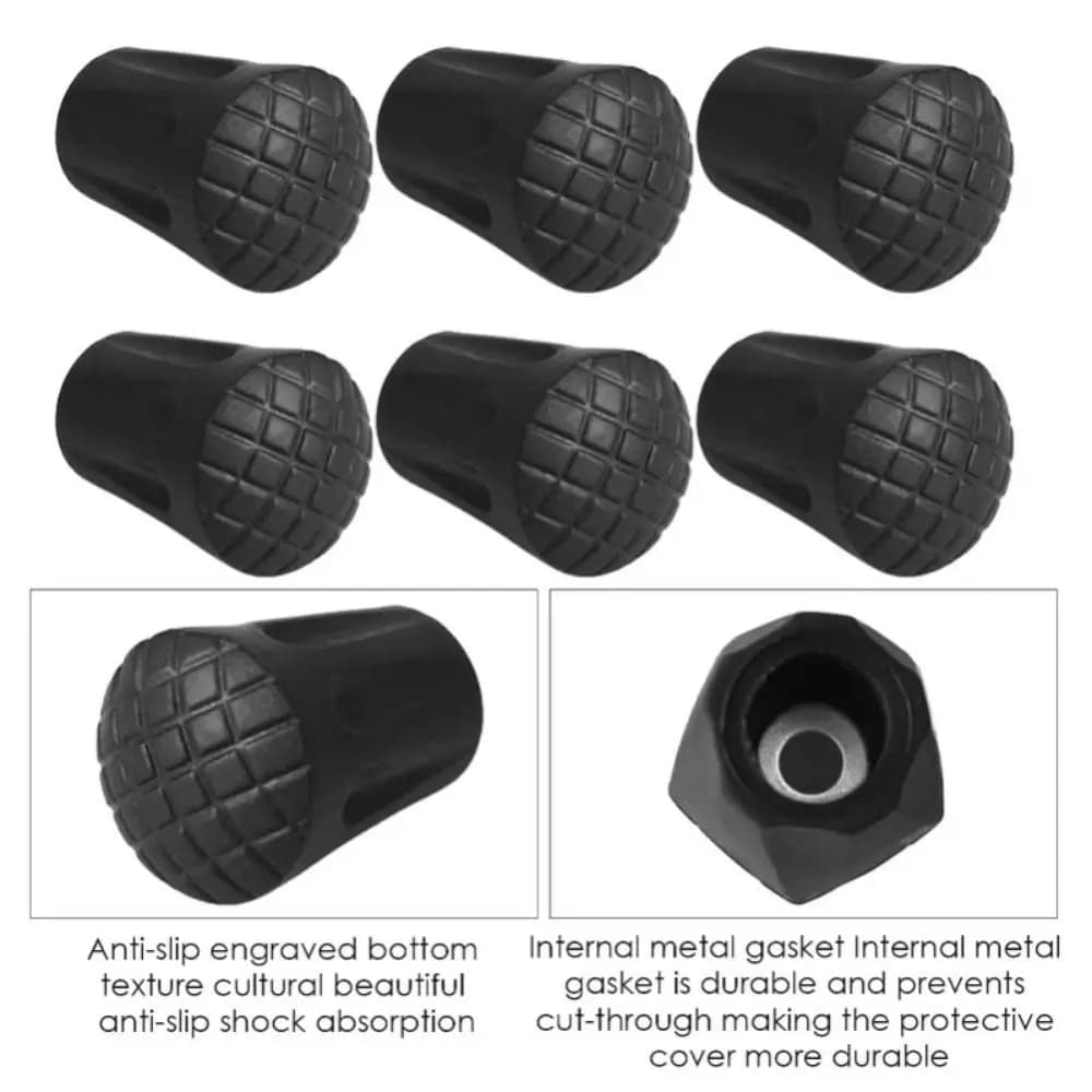 Rubber Walking Stick Tip Protector Non-slip Anti-Skid Trekking Pole Bottom Cover 11mm Wear -resistant