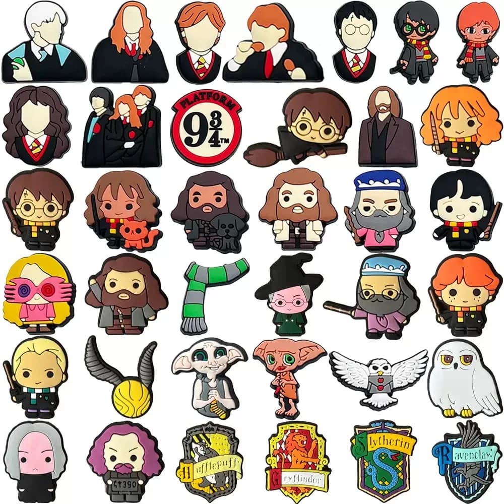 17-100 Pezzi Accessori Decorativi per Scarpe Harry Potter, Charm Cartoon Fai-da-Te per Sandali e Zoccoli, Regali per Feste per Bambini