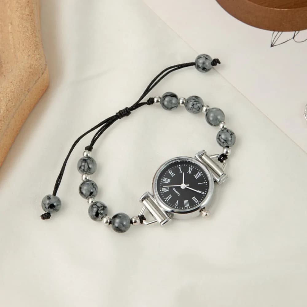 Fashionable beads wristwatch, adjustable strap, quartz watch, women's and girl's wristwatch