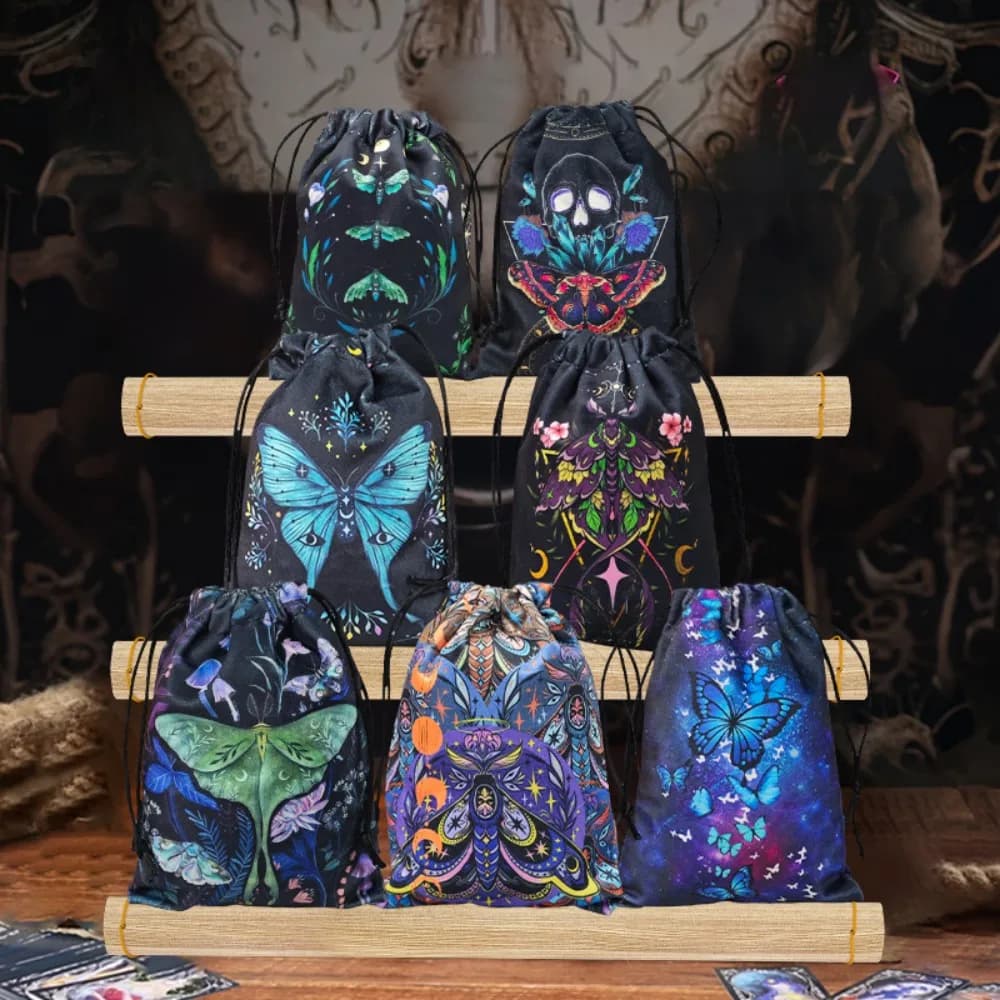 [10 pezzi] Teschi di farfalla fantasy, sacchetti regalo di Halloween, divinazione, astrologia, archiviazione di carte dei tarocchi, sacchetti portaoggetti per decorazioni regalo per feste