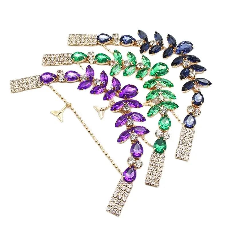 1 pc11mmpantofole moda catena di cristallo metallo lucido strass Bikini connettore fibbia accessori per cucire indumento fai da te
