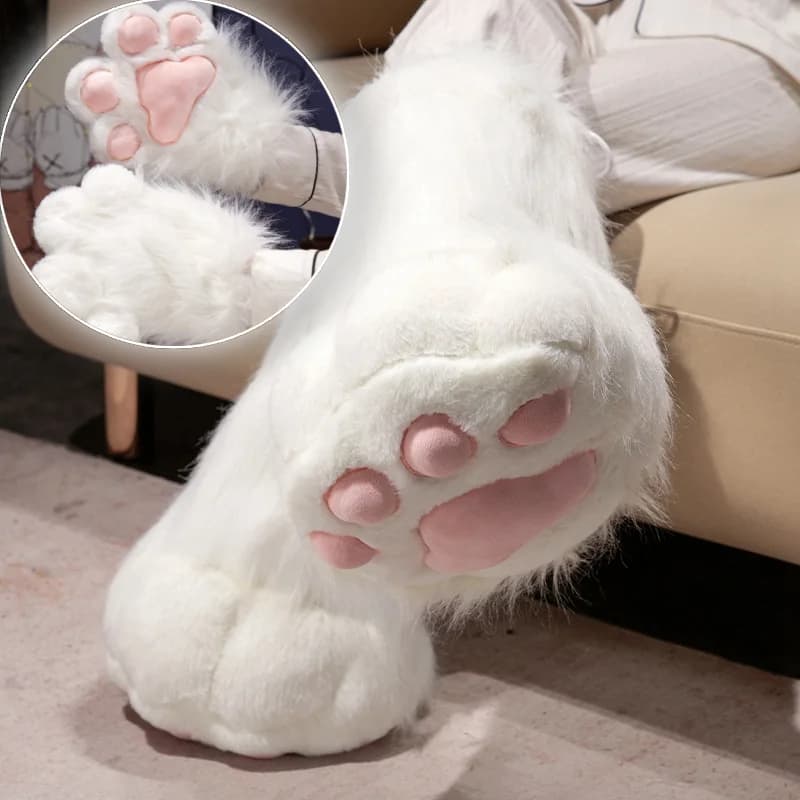 Guanti con artigli di gatto pelosi in peluche Kawaii Ali di uccello Guanti con zampe di volpe in pelliccia sintetica per guanti accessori per costumi cosplay di Halloween