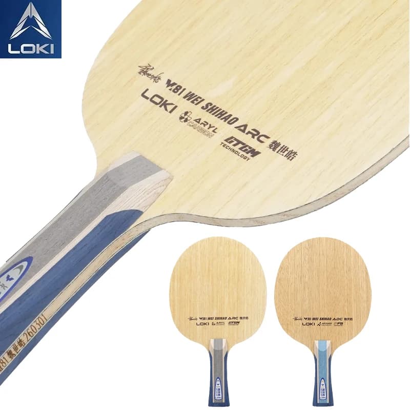 Racchetta da Ping Pong Professionale LOKI Serie W81 Wei Shihao, Lama ADC/ARC SADC/SARC 5+2 Carbonio Interno/Esterno
