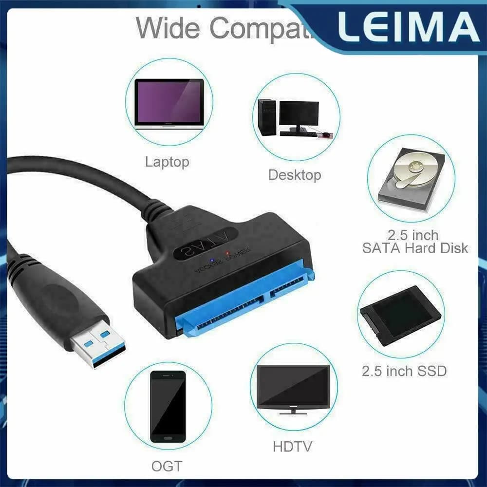 Supporto cavo da USB 3.0 a SATA Cavo adattatore per disco rigido SSD HDD esterno da 2,5 pollici Convertitore connettore unità computer 7 + 15 pin