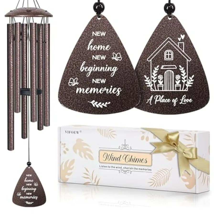 House Warming Gifts New Home, 32" Bronze Wind Chimes Housewarming Gifts, New Home Gift Ideas for Women Men Homeowners Couples F