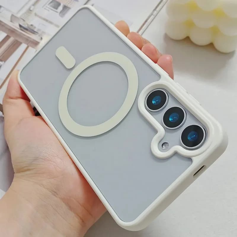 For Samsung S26 S25 Ultra Transparent Magnetic Case Wireless Charging Hard Shockproof Cover For Samsung S24 FE S23 Plus S22Ultra