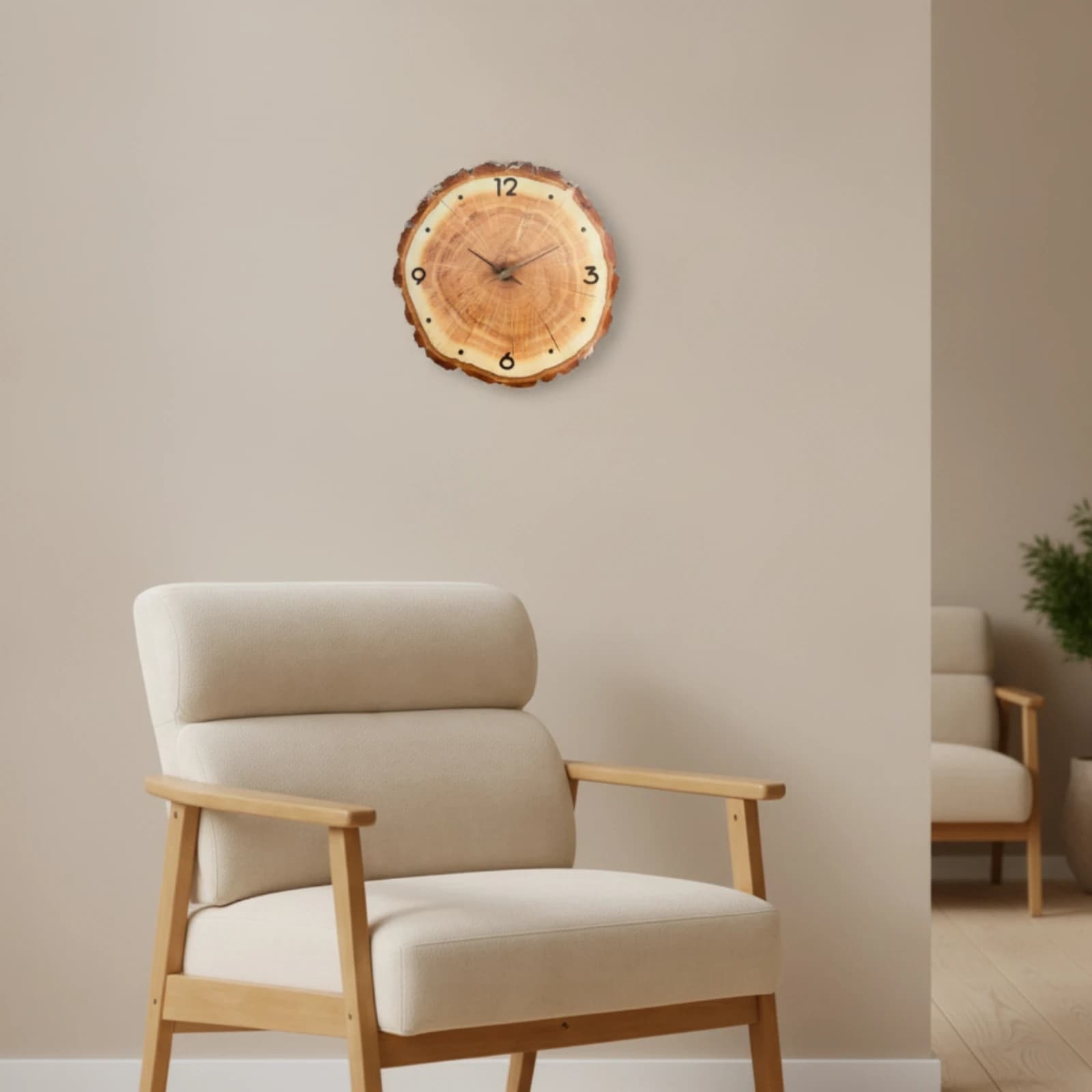 Wood Slice Wall Clock Silent Wood Slice Clock Timepiece Natural Rustic for Living Room, Bedroom