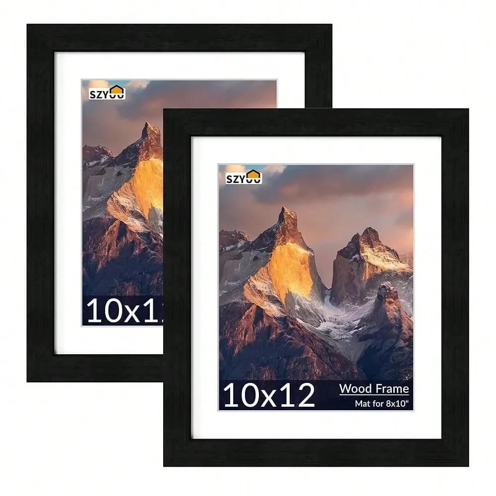 Set di 2 Cornici in Legno con Vetro Vero, per Foto 8x10 con Passepartout o 10x12 Senza Passepartout, Cornice per Parete o Tavolo